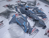 Kawasaki Ninja 650 Fairings (2020-2025) Nardo Gray, Blue Stripes at KingsMotorcycleFairings.com