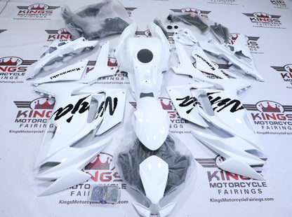 Kawasaki Ninja 650 Fairings (2020-2025) Pearl White, Black from KingsMotorcycleFairings.com