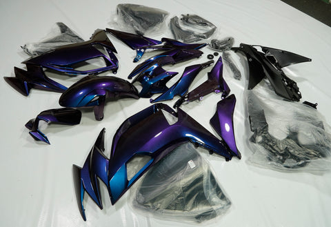 Kawasaki Ninja 650 Fairings (2020-2025) Purple, Blue Chameleon at KingsMotorcycleFairings.com