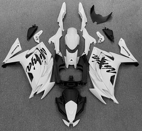 Kawasaki Ninja 650 Fairings (2020-2025) White, Black at KingsMotorcycleFairings.com