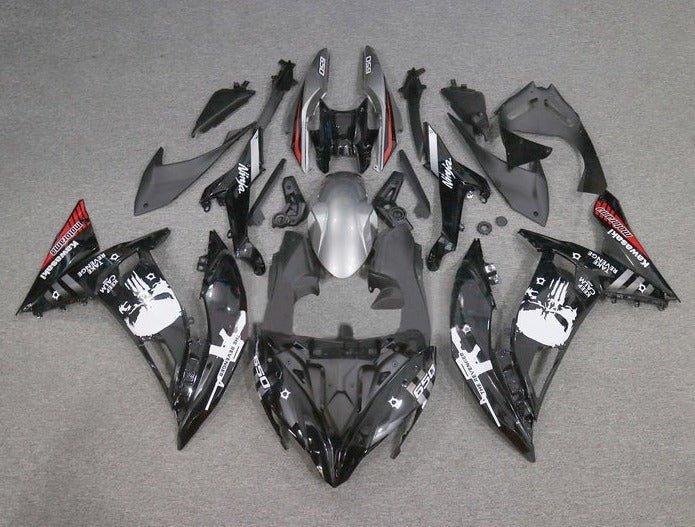 Kawasaki Ninja 650R Fairings (2017-2019) Black, Silver, White Punisher at KingsMotorcycleFairings.com