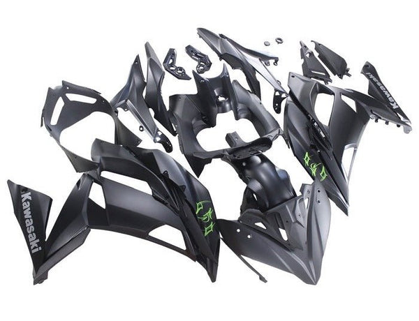 Kawasaki Ninja 650R Fairings (2017-2019) Matte Black, Green, Gray at KingsMotorcycleFairings.com