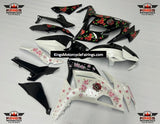 Kawasaki Ninja 650R Fairings (2020-2023) Black Rose, White Blossom at KingsMotorcycleFairings.com