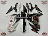 Kawasaki Ninja 650R Fairings (2020-2023) Black Rose, White Blossom at KingsMotorcycleFairings.com