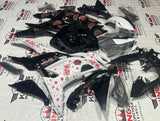 Kawasaki Ninja 650R Fairing set (2020-2023) Black Rose, White Blossom at KingsMotorcycleFairings.com