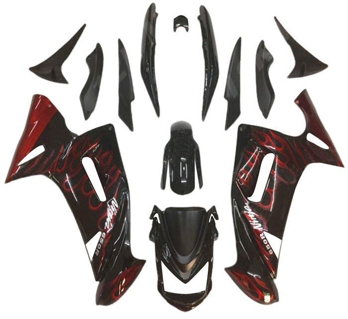 Kawasaki Ninja 650 (2006-2008) Black, Red Flames from KingsMotorcycleFairings.com