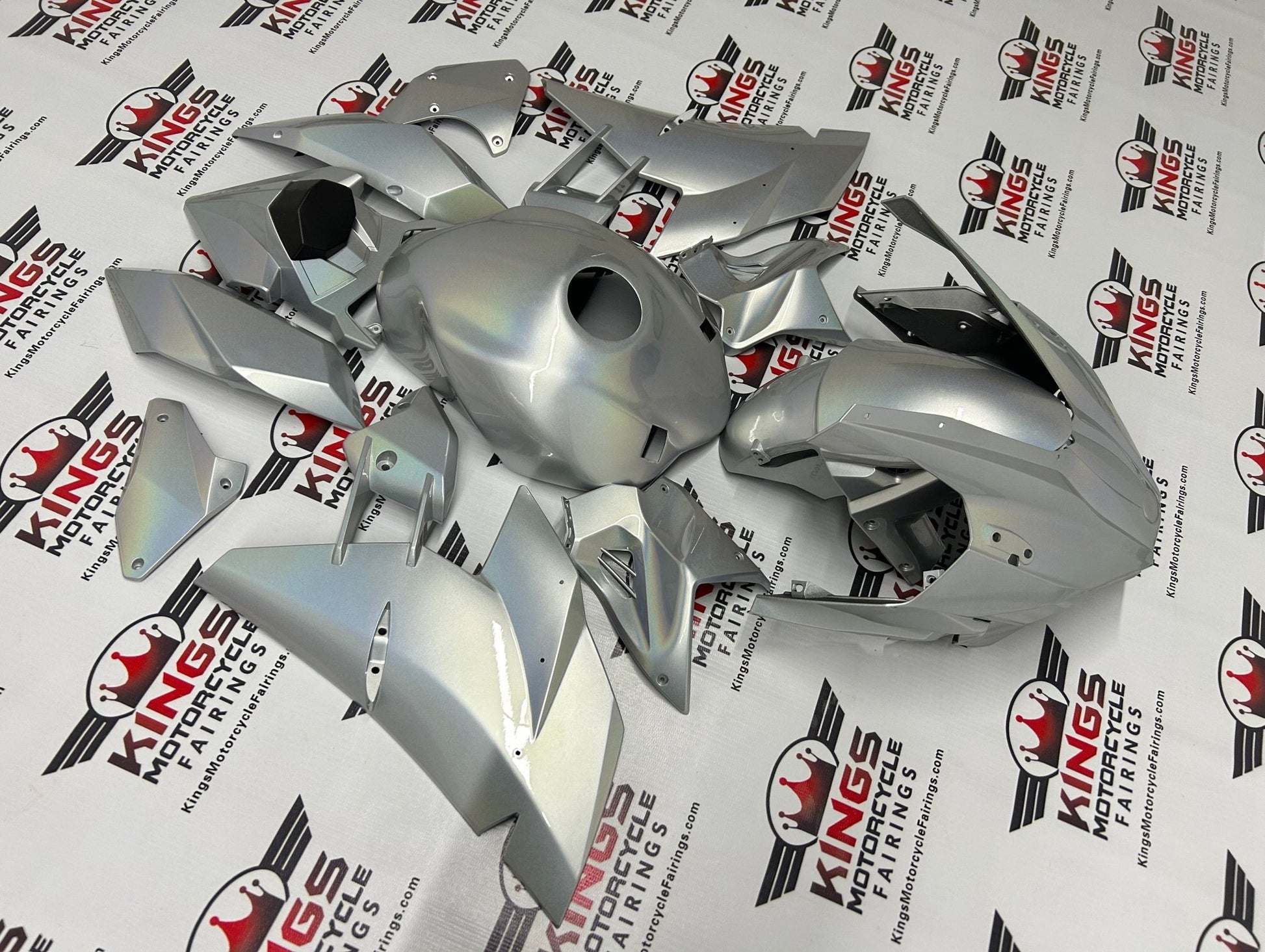 Kawasaki Ninja H2 Fairing Kit (2015-2022) Silver Holomatic at KingsMotorcycleFairings.com