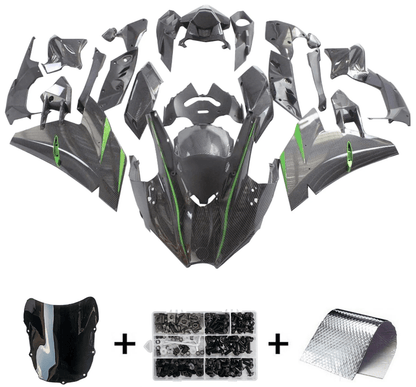 Kawasaki Ninja H2 Fairing kit (2015-2022) Faux Carbon Fiber, Green at KingsMotorcycleFairings.com