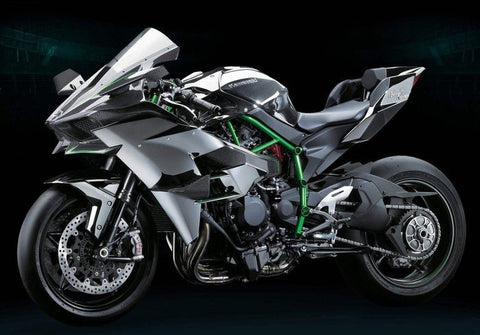 Kawasaki Ninja H2 Fairings (2015-2022) Faux Carbon Fiber, Silver at KingsMotorcycleFairings.com