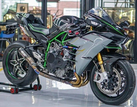 Kawasaki Ninja H2 Fairings (2015-2022) Gray, Black, Green at KingsMotorcycleFairings.com