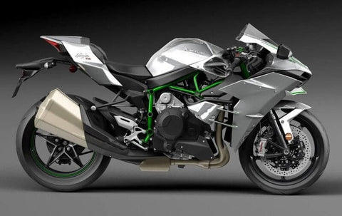 Kawasaki Ninja H2 Fairings (2015-2022) Silver, Green at KingsMotorcycleFairings.com
