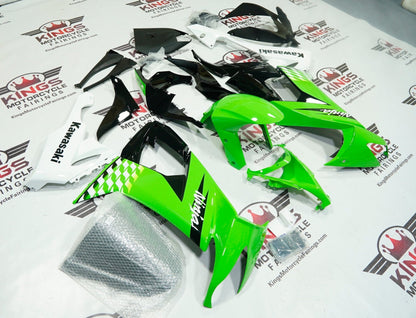 Kawasaki Ninja ZX-10R Fairings (2008-2010) Green, Black, White Checkered at KingsMotorcycleFairings.com
