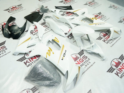 Kawasaki Ninja ZX-10R Fairings (2008-2010) White Metallic, Gold at KingsMotorcycleFairings.com