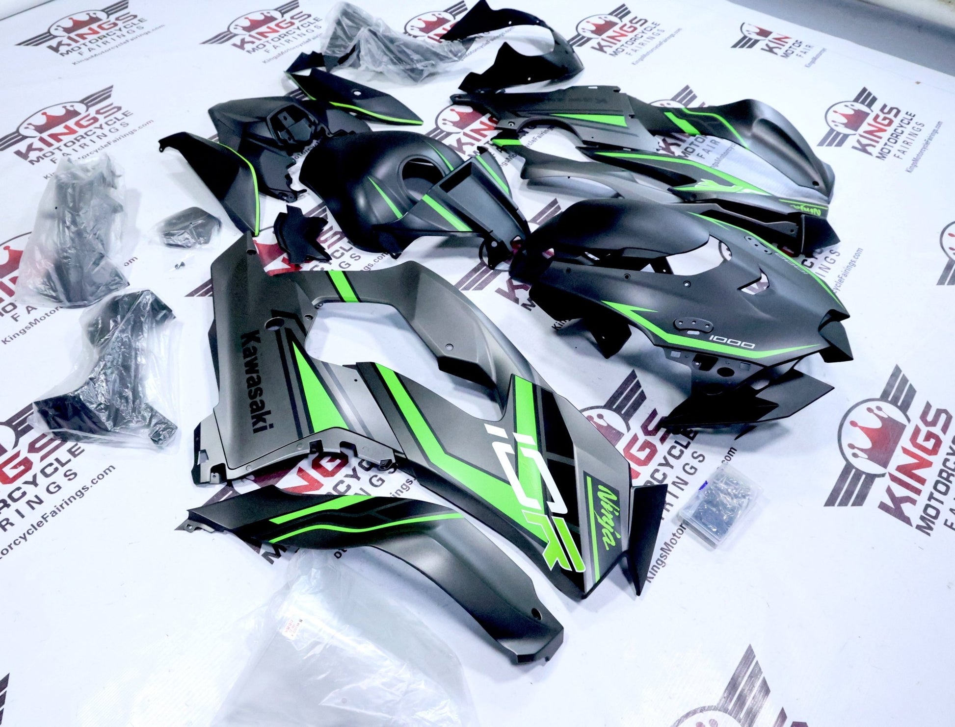Kawasaki Ninja ZX-10R Fairings (2021-2025) Matte Black, Matte Gray, Green, White at KingsMotorcycleFairings.com