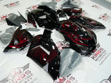 Kawasaki Ninja ZX-14R Fairings (2006-2011) Black, Dark Red Flames at KingsMotorcycleFairings.com