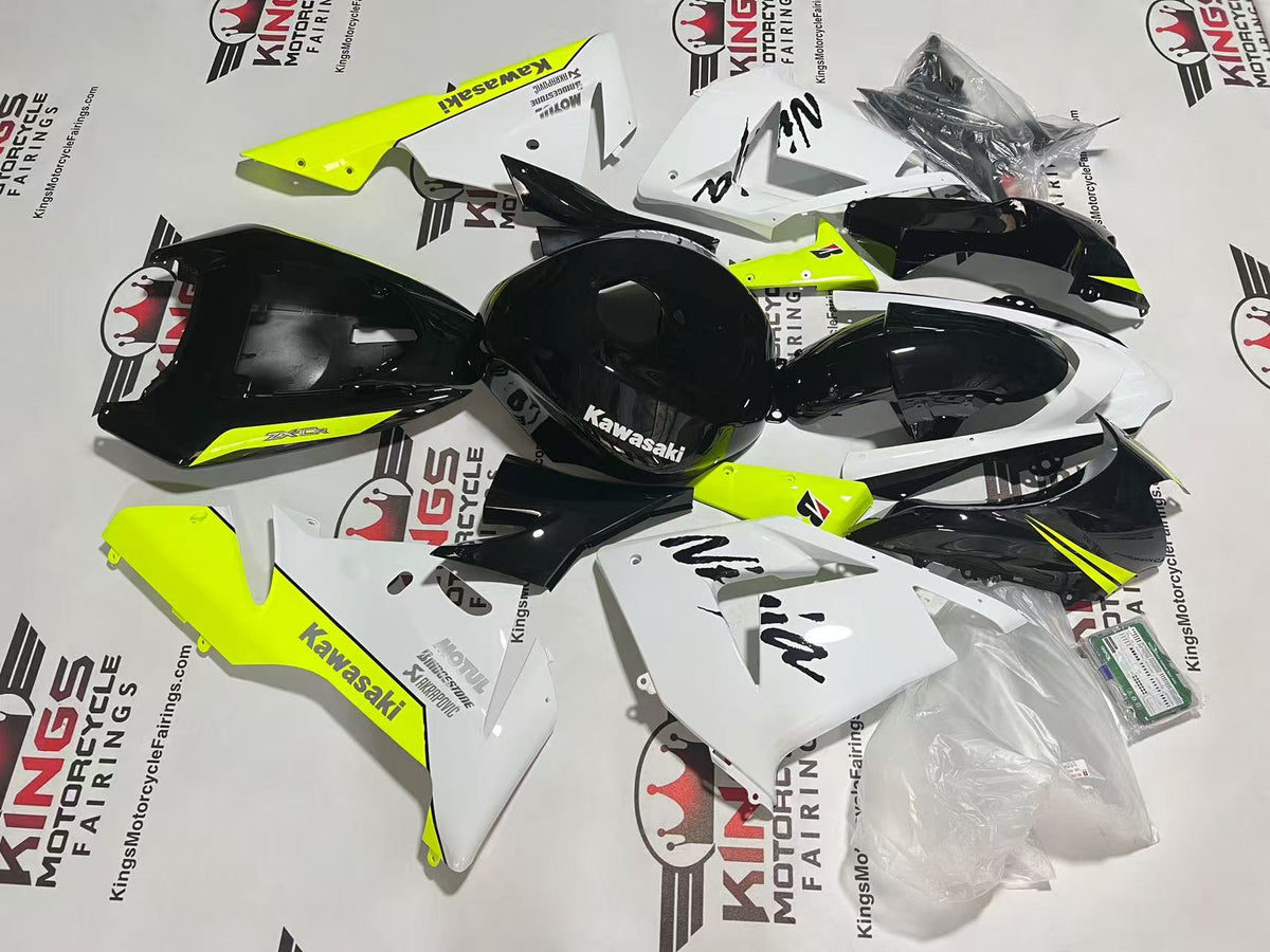 Kawasaki Ninja ZX10R Fairings (2004-2005) White, Black, Neon Yellow, Gray at KingsMotorcycleFairings.com