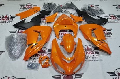 Kawasaki Ninja ZX10R Fairings (2006-2007) Orange Pearl, Black at KingsMotorcycleFairings.com
