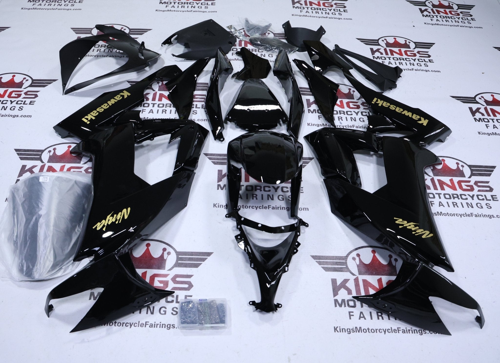 Kawasaki Ninja ZX10R Fairings (2008-2010) Black, Gold Metallic at KingsMotorcycleFairings.com