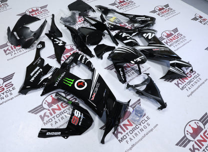 Kawasaki Ninja ZX10R Fairings (2008-2010) Black, White Stripe KRT at KingsMotorcycleFairings.com