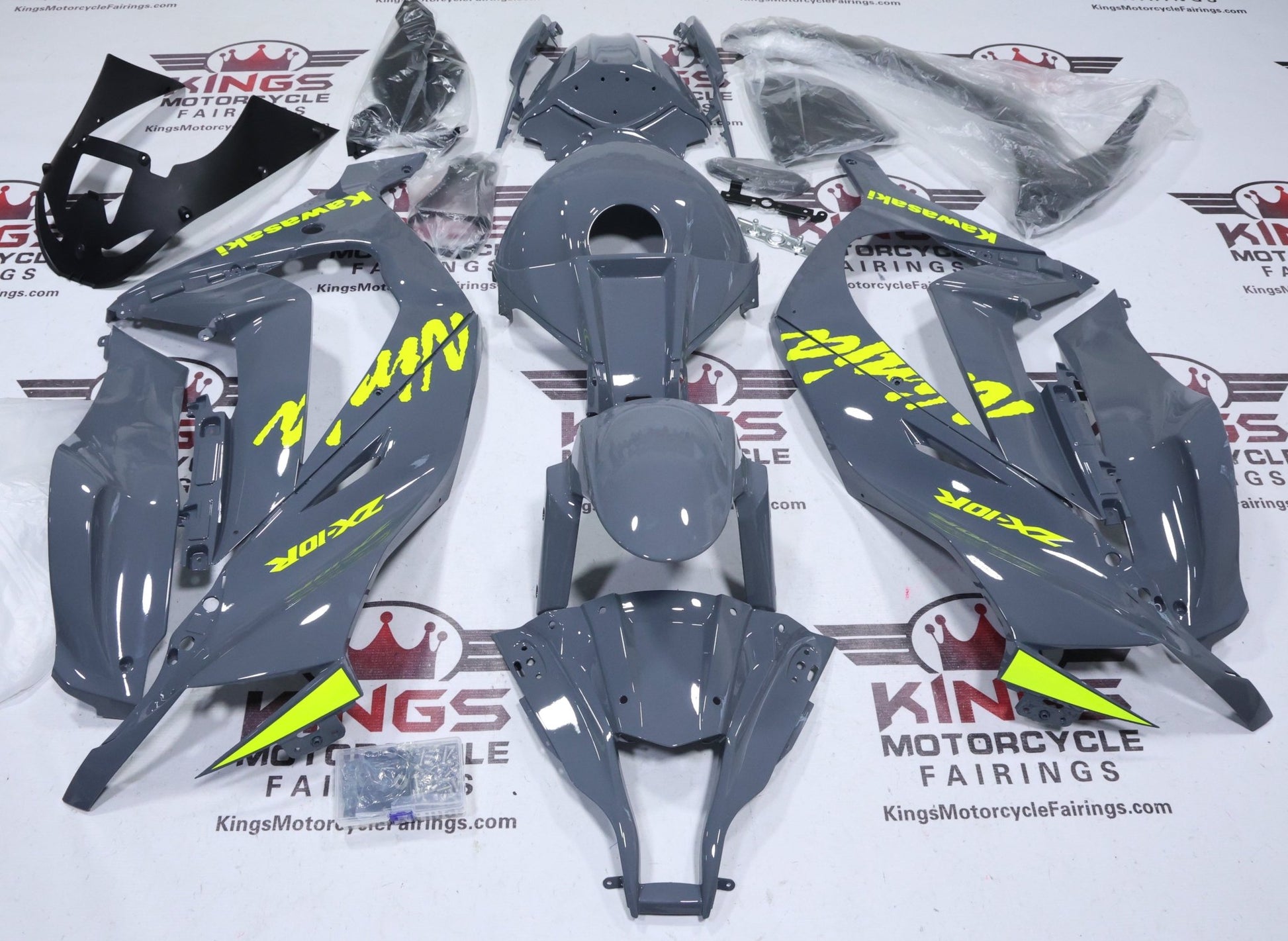 Kawasaki Ninja ZX10R Fairings (2011-2015) Gray, Yellow from KingsMotorcycleFairings.com