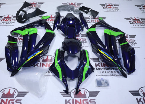 Kawasaki Ninja ZX10R Fairings (2016-2020) Dark Blue, Green at KingsMotorcycleFairings.com