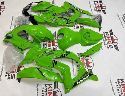 Kawasaki Ninja ZX10R Fairings (2016-2020) Green Lime, Black Stripe, White at KingsMotorcycleFairings.com