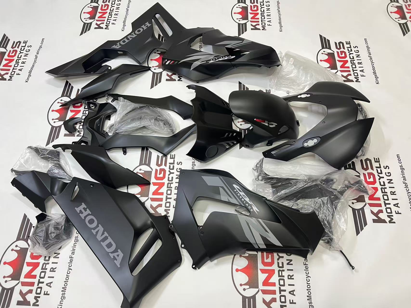 Kawasaki Ninja ZX10R Fairings (2016-2020) Matte Black, Gray from KingsMotorcycleFairings.com