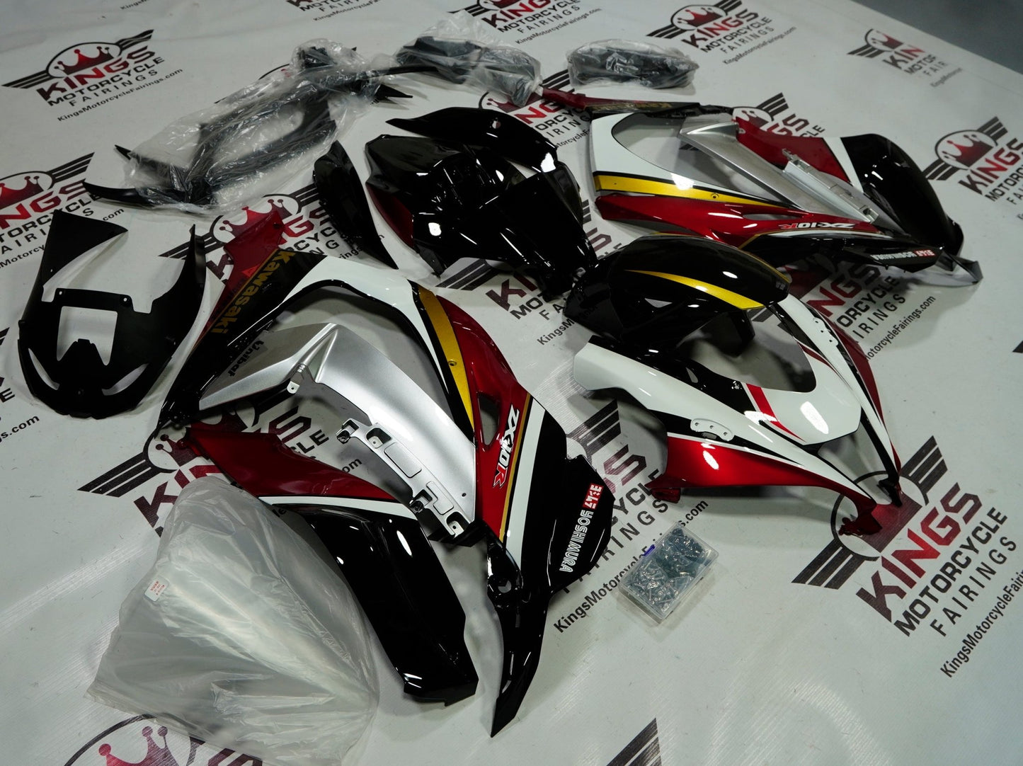 Kawasaki Ninja ZX10R Fairings (2016-2020) White, Black, Burgundy, Gold, Gray at KingsMotorcycleFairings.com