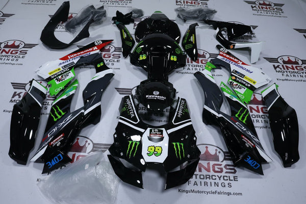 Kawasaki Ninja ZX10R Fairings (2021-2025) Black, Green Monster at KingsMotorcycleFairings.com