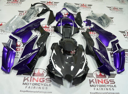 Kawasaki Ninja ZX-10R Fairings (2021-2025) Purple, Faux Carbon Fiber, White from KingsMotorcycleFairings.com