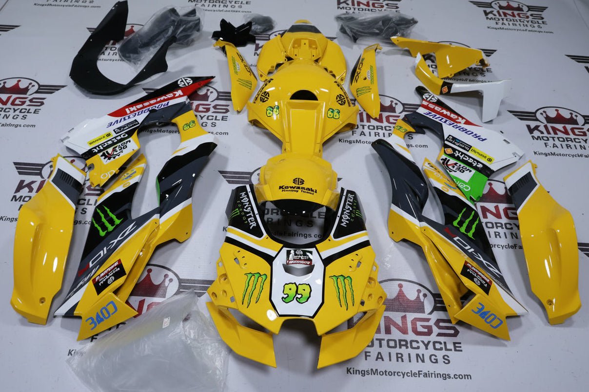 Kawasaki Ninja ZX10R Fairings (2021-2025) Yellow, Black Monster at KingsMotorcycleFairings.com