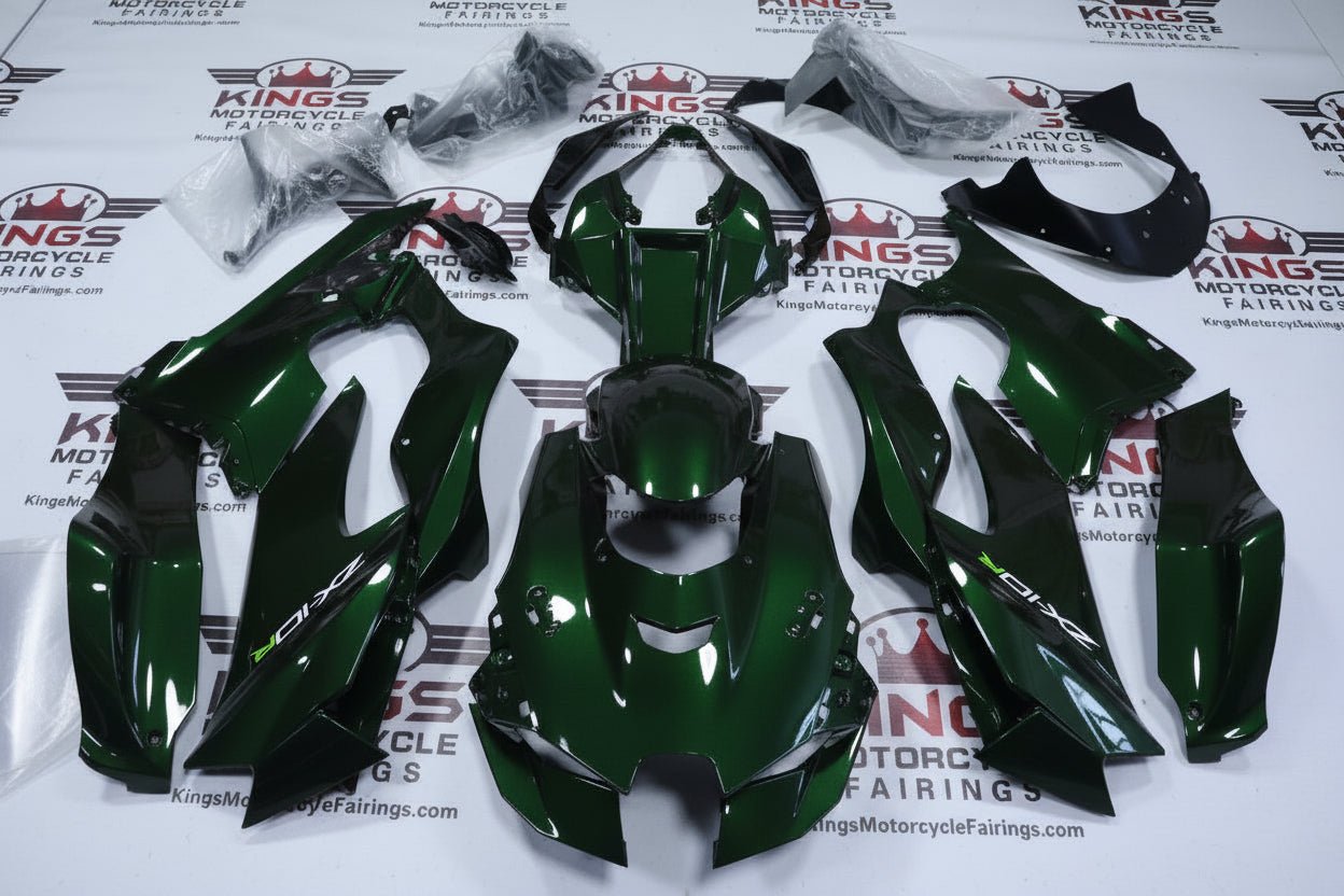 Kawasaki Ninja ZX10RR Fairings (2021-2025) Dark Green, White at KingsMotorcycleFairings.com