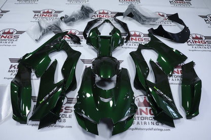 Kawasaki Ninja ZX10RR Fairings (2021-2025) Dark Green, White at KingsMotorcycleFairings.com