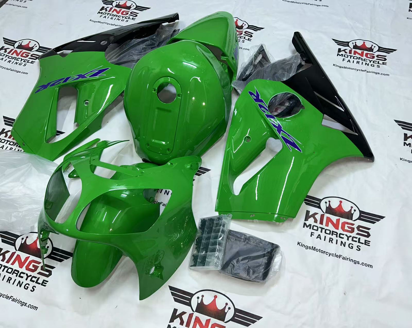 Kawasaki Ninja ZX12R Fairings (2000-2001) Green, Black, Blue at KingsMotorcycleFairings.com