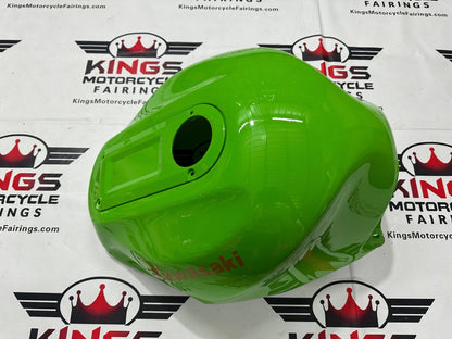 Kawasaki Ninja ZX12R Tank Cover Fairing (2000-2001) Black, Green Fire Flames at KingsMotorcycleFaierings.com