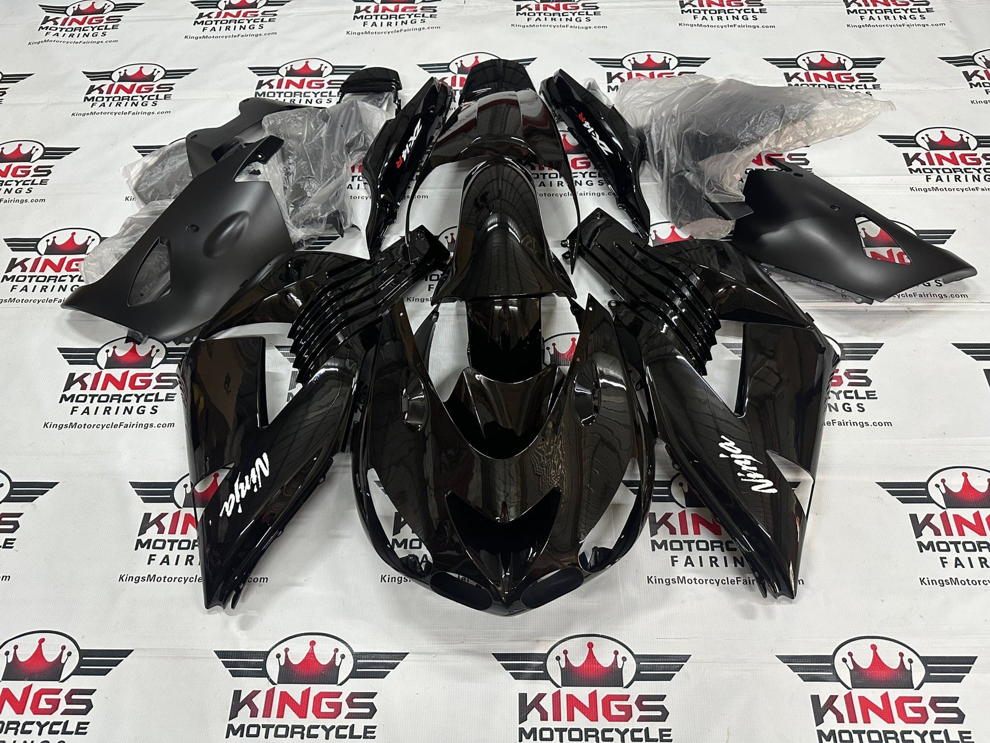 Kawasaki Ninja ZX14R Fairing Kit (2006-2011) Black, Matte Black, White at KingsMotorcycleFairings.com