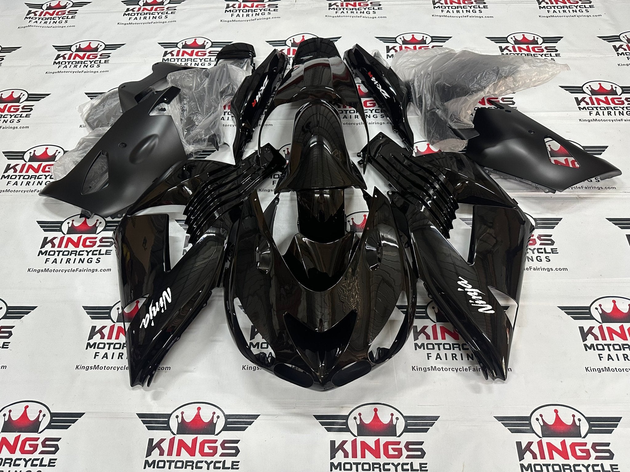 Kawasaki Ninja ZX14R Fairing Kit (2006-2011) Black, Matte Black, White at KingsMotorcycleFairings.com