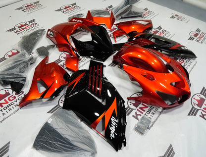 Kawasaki Ninja ZX14R Fairings (2006-2011) Black, Burnt Orange by KingsMotorcycleFairings.com