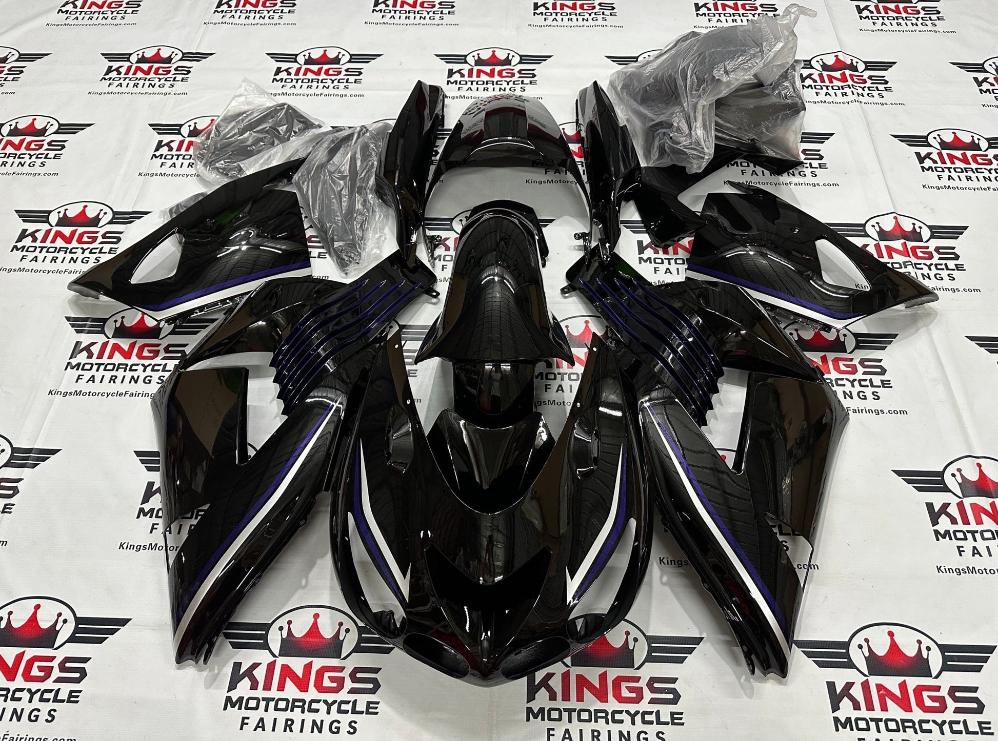 Kawasaki Ninja ZX14R Fairings (2006-2011) Black, Dark Purple, Silver at KingsMotorcycleFairings.com