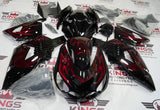 Kawasaki Ninja ZX14R Fairings (2006-2011) Black, Dark Red Flames at KingsMotorcycleFairings.com