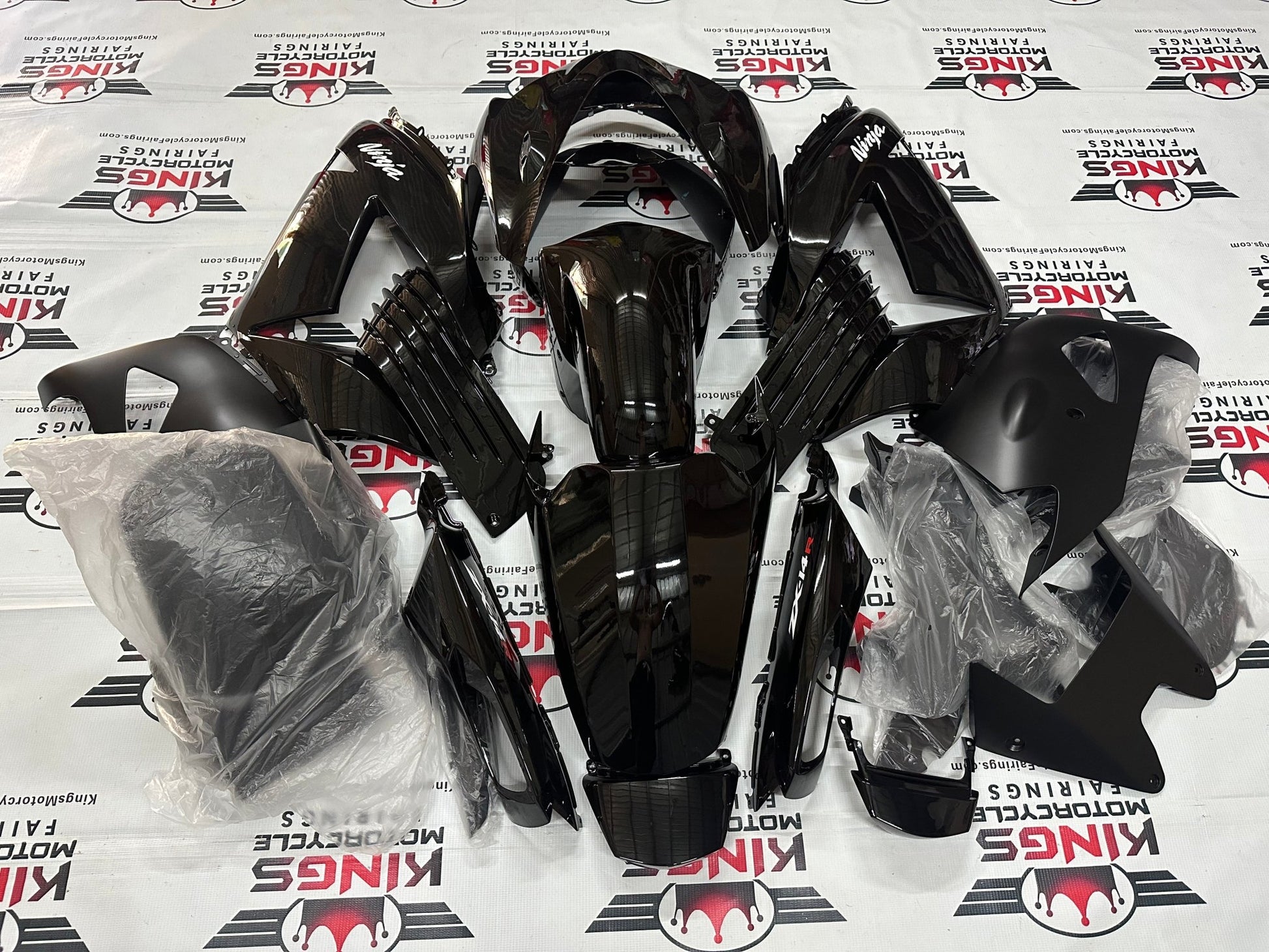 Kawasaki Ninja ZX14R Fairings (2006-2011) Gloss Black, Matte Black at KingsMotorcycleFairings.com