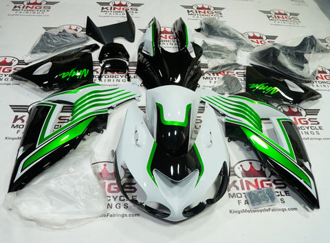 Kawasaki Ninja ZX14R Fairings (2006-2011) Light Gray, Green, Black at KingsMotorcycleFairings.com