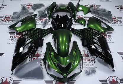 Kawasaki Ninja ZX14R Fairings (2012-2024) Dark Green, Black at KingsMotorcycleFairings.com