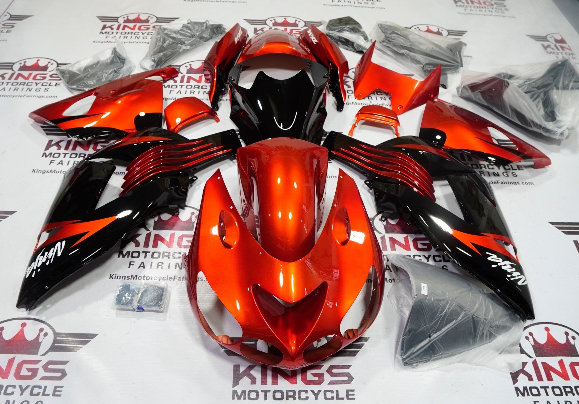 Kawasaki Ninja ZX14R (2006-2011) Orange Candy, Black at KingsMotorcycleFairings.com