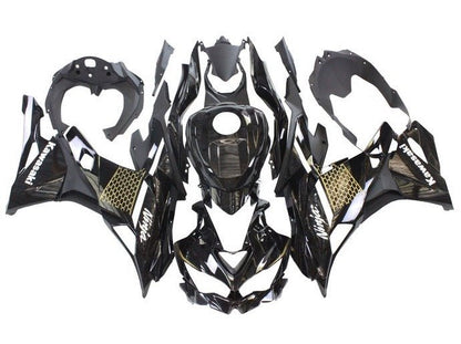 Kawasaki Ninja ZX25R Fairings (2019-2025) Black, White, Gold at KingsMotorcycleFairings.com
