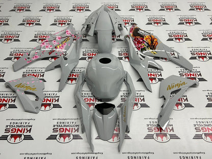 Kawasaki Ninja ZX4R Fairing Kit (2019-2025) Gray, Gold, Dragon Blossoms at KingsMotorcycleFairings.com