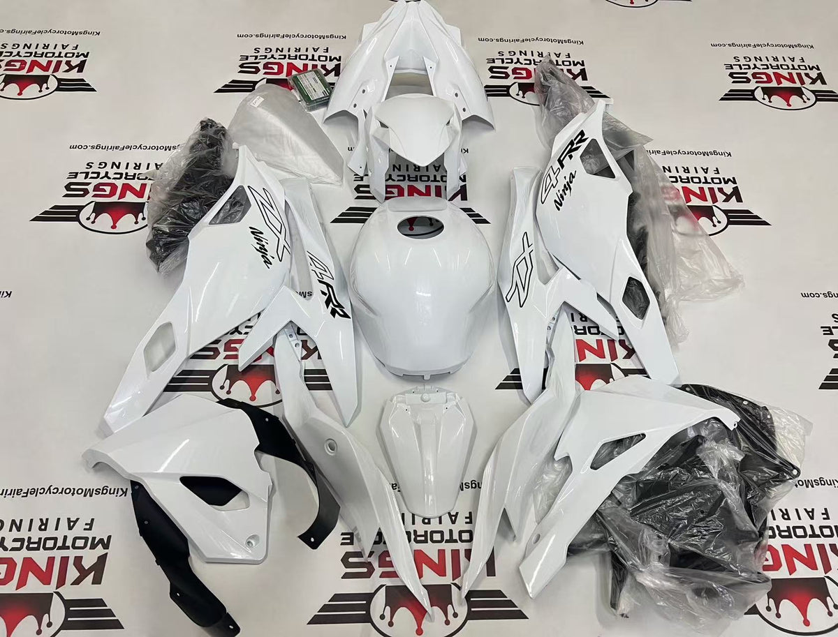 Kawasaki Ninja ZX4RR Fairings (2019-2025) Gloss White, Black at KingsMotorcycleFairings.com