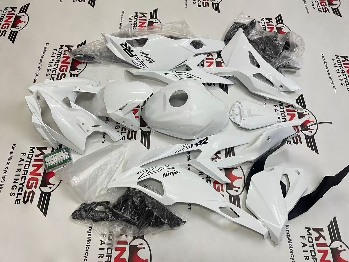 Kawasaki Ninja ZX4RR Fairings (2019-2025) Gloss White, Black from KingsMotorcycleFairings.com