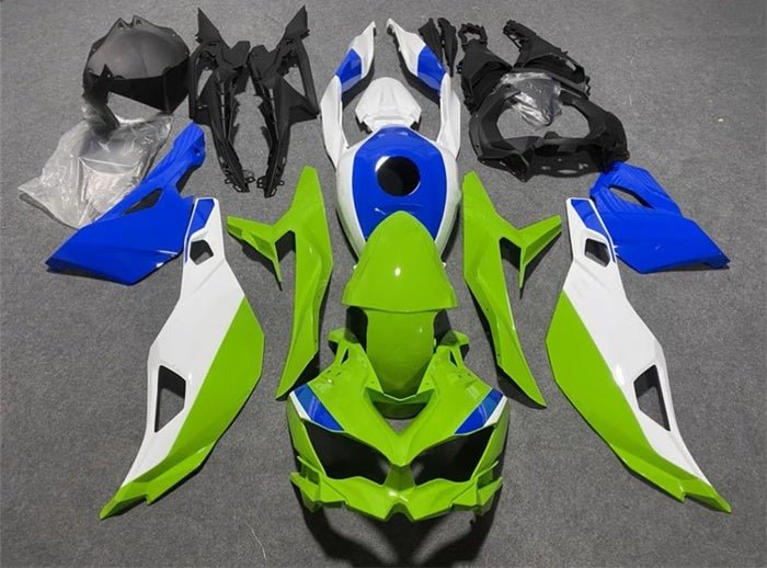 Kawasaki Ninja ZX4RR Fairings (2019-2025) Green, White, Blue at KingsMotorcycleFairings.com