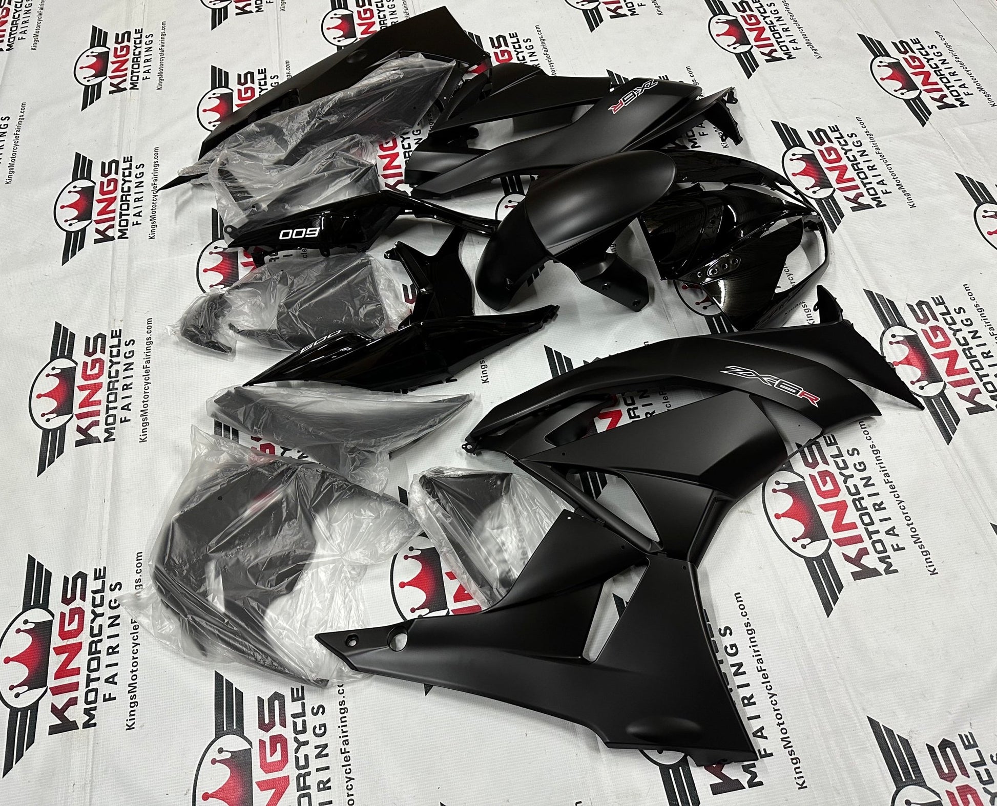 Kawasaki Ninja ZX6R 636 Fairing Kit (2009-2012) Black, Matte Black, White, Red at KingsMotorcycleFairings.com